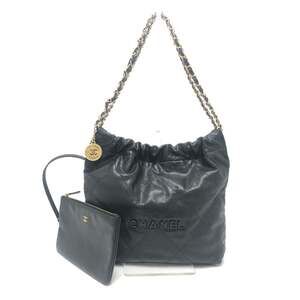 CHANEL AS3260 Chanel 22 Small Coco Mark Gold Hardware Shoulder Bag Caviar Lea...